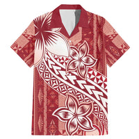Tonga Kupesi Ngatu Family Matching Mermaid Dress and Hawaiian Shirt Vintage Red Plumeria
