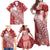 Tonga Kupesi Ngatu Family Matching Off Shoulder Maxi Dress and Hawaiian Shirt Vintage Red Plumeria