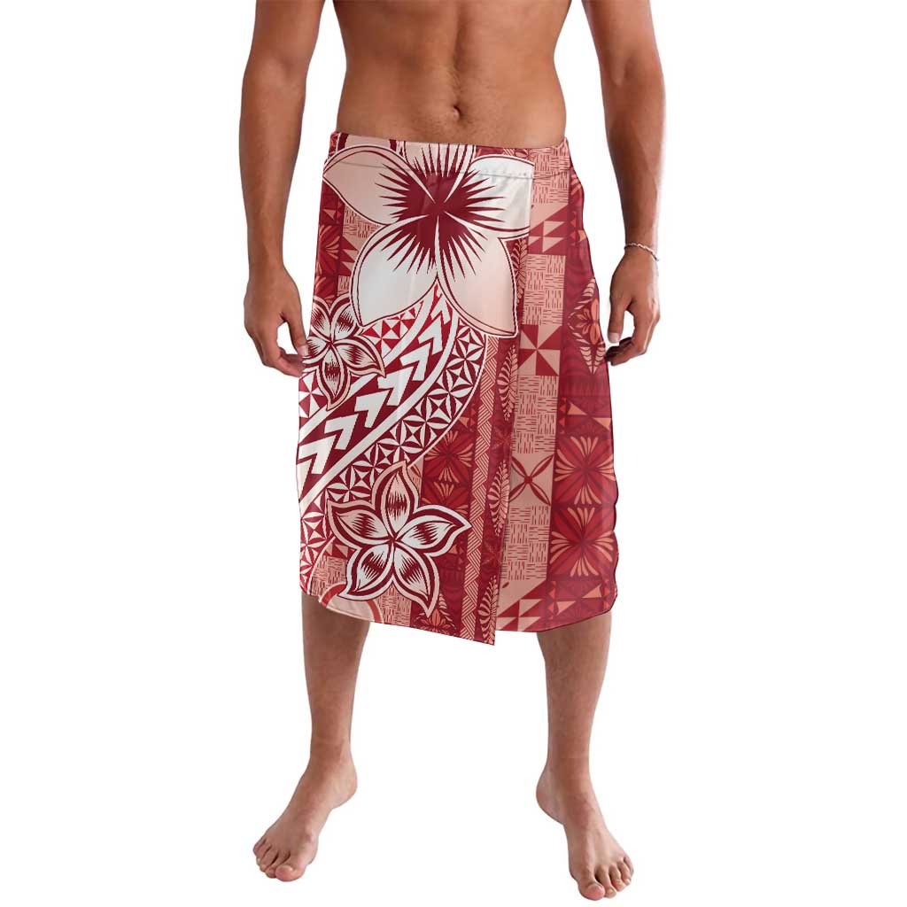Tonga Kupesi Ngatu Lavalava Vintage Red Plumeria