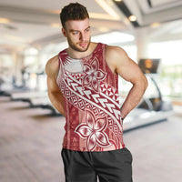 Tonga Kupesi Ngatu Men Tank Top Vintage Red Plumeria