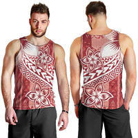 Tonga Kupesi Ngatu Men Tank Top Vintage Red Plumeria
