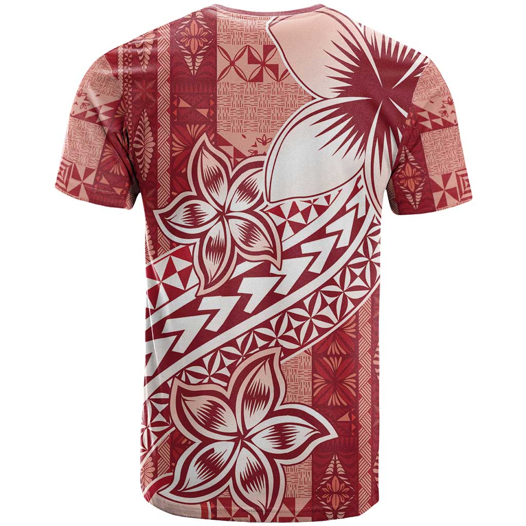 Tonga Kupesi Ngatu T Shirt Vintage Red Plumeria