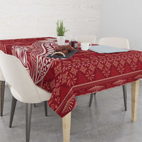 Tonga Kupesi Ngatu Tablecloth Vintage Red Plumeria