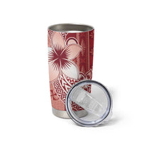 Tonga Kupesi Ngatu Tumbler Cup Vintage Red Plumeria