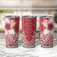 Tonga Kupesi Ngatu Tumbler Cup Vintage Red Plumeria