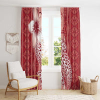 Tonga Kupesi Ngatu Window Curtain Vintage Red Plumeria