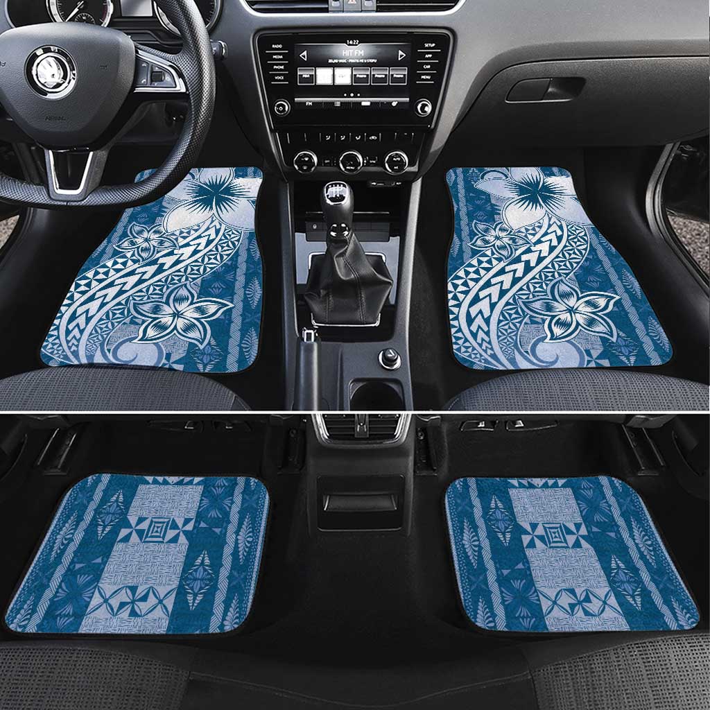 Tonga Kupesi Ngatu Car Mats Vintage Blue Plumeria