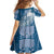 Tonga Kupesi Ngatu Family Matching Off Shoulder Maxi Dress and Hawaiian Shirt Vintage Blue Plumeria