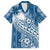 Tonga Kupesi Ngatu Family Matching Off Shoulder Maxi Dress and Hawaiian Shirt Vintage Blue Plumeria