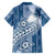 Tonga Kupesi Ngatu Family Matching Off Shoulder Maxi Dress and Hawaiian Shirt Vintage Blue Plumeria