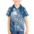 Tonga Kupesi Ngatu Family Matching Off Shoulder Maxi Dress and Hawaiian Shirt Vintage Blue Plumeria