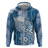 Tonga Kupesi Ngatu Hoodie Vintage Blue Plumeria