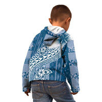 Tonga Kupesi Ngatu Kid Hoodie Vintage Blue Plumeria