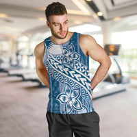 Tonga Kupesi Ngatu Men Tank Top Vintage Blue Plumeria