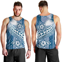 Tonga Kupesi Ngatu Men Tank Top Vintage Blue Plumeria