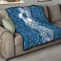 Tonga Kupesi Ngatu Quilt Vintage Blue Plumeria