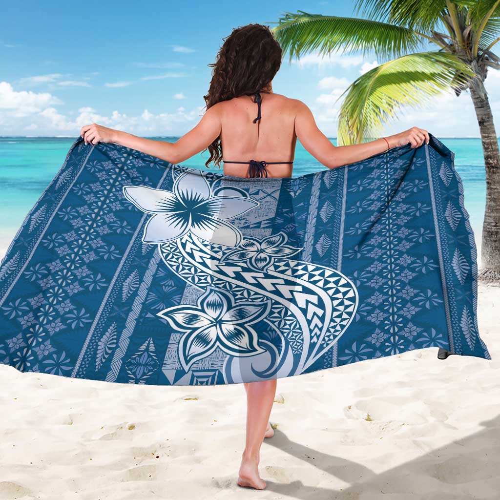 Tonga Kupesi Ngatu Sarong Vintage Blue Plumeria