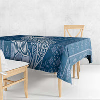 Tonga Kupesi Ngatu Tablecloth Vintage Blue Plumeria