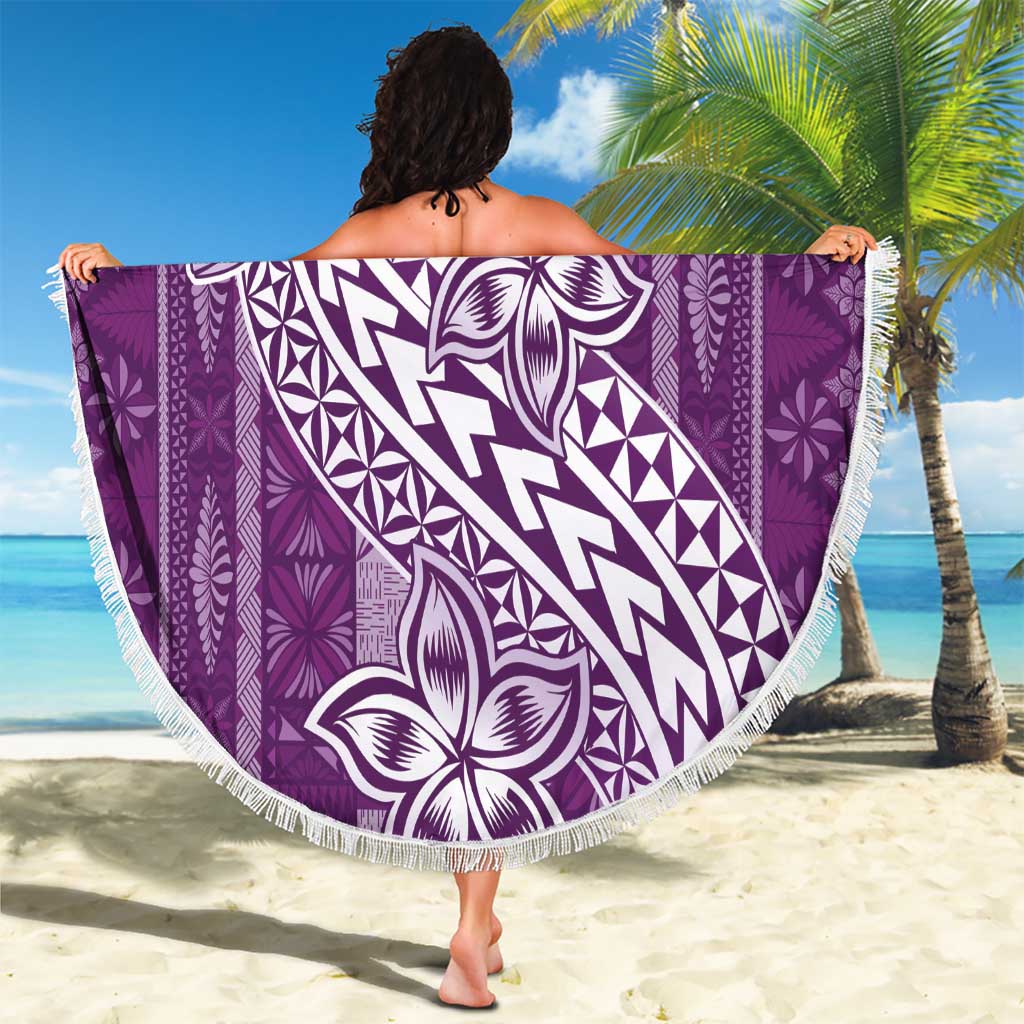 Tonga Kupesi Ngatu Beach Blanket Vintage Purple Plumeria