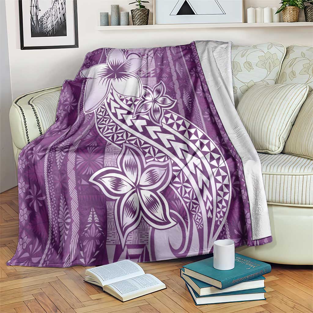 Tonga Kupesi Ngatu Blanket Vintage Purple Plumeria