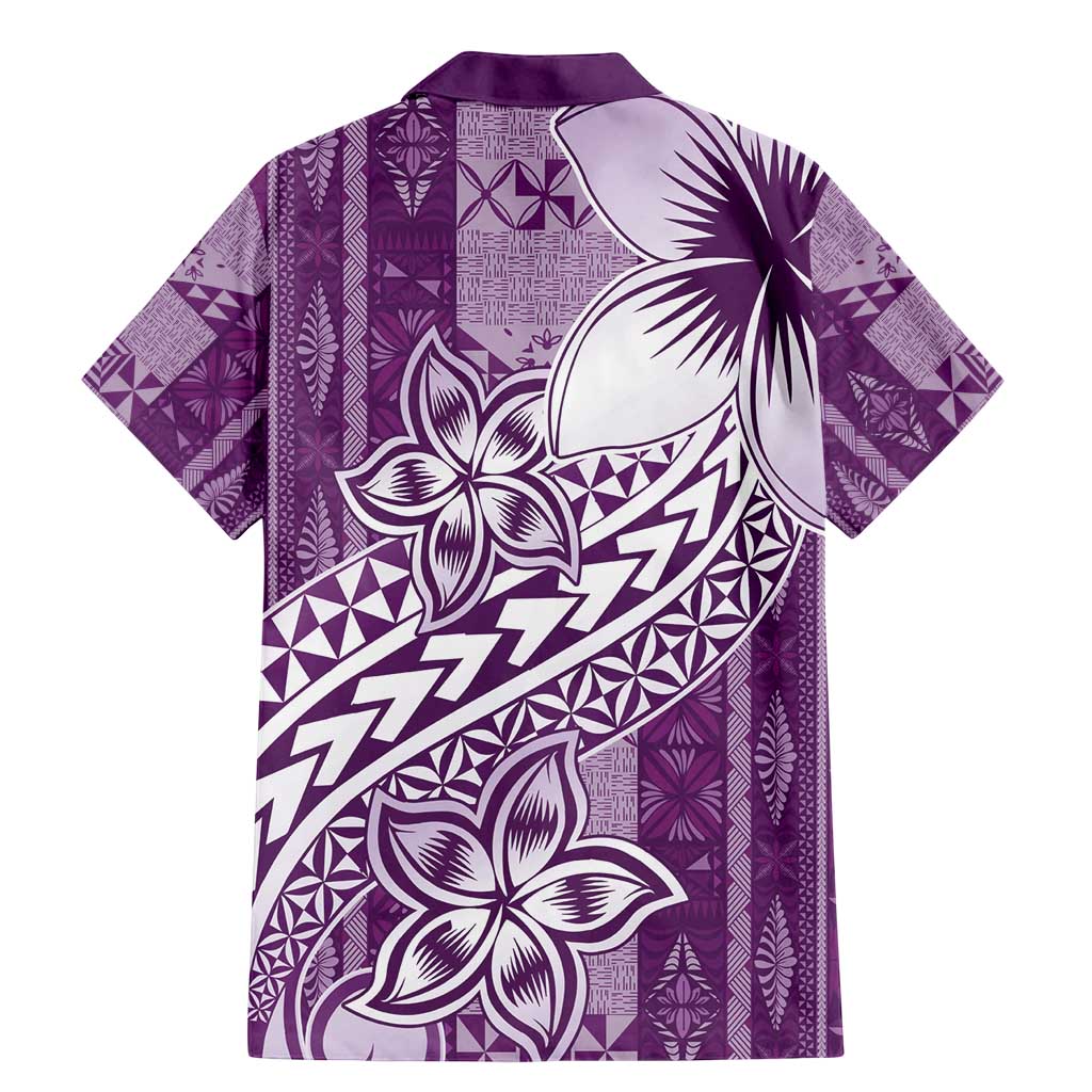 Tonga Kupesi Ngatu Family Matching Mermaid Dress and Hawaiian Shirt Vintage Purple Plumeria