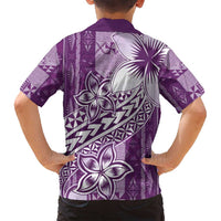 Tonga Kupesi Ngatu Family Matching Puletasi and Hawaiian Shirt Vintage Purple Plumeria