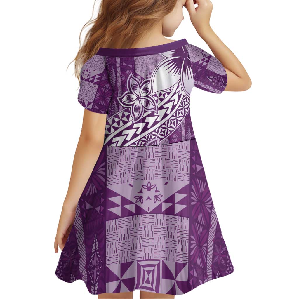 Tonga Kupesi Ngatu Family Matching Puletasi and Hawaiian Shirt Vintage Purple Plumeria