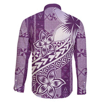 Tonga Kupesi Ngatu Family Matching Puletasi and Hawaiian Shirt Vintage Purple Plumeria