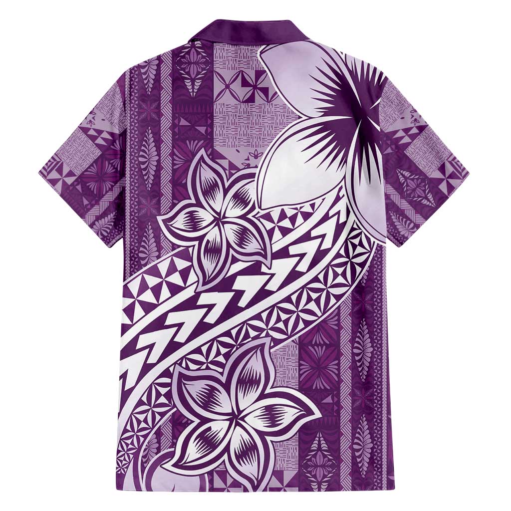 Tonga Kupesi Ngatu Family Matching Tank Maxi Dress and Hawaiian Shirt Vintage Purple Plumeria