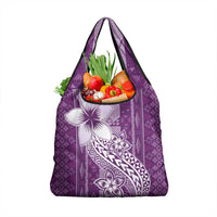 Tonga Kupesi Ngatu Grocery Bag Vintage Purple Plumeria LT05 1-pack One Size Purple - Polynesian Pride