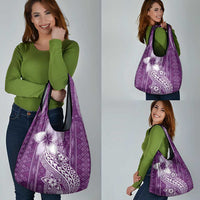 Tonga Kupesi Ngatu Grocery Bag Vintage Purple Plumeria LT05 - Polynesian Pride