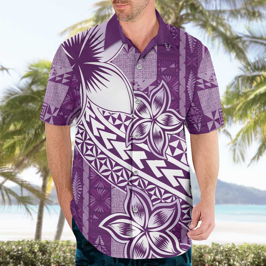 Tonga Kupesi Ngatu Hawaiian Shirt Vintage Purple Plumeria