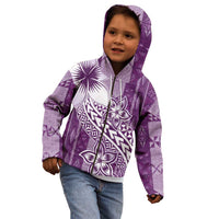 Tonga Kupesi Ngatu Kid Hoodie Vintage Purple Plumeria
