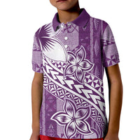 Tonga Kupesi Ngatu Kid Polo Shirt Vintage Purple Plumeria LT05 Kid Purple - Polynesian Pride
