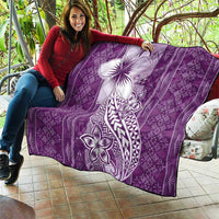 Tonga Kupesi Ngatu Quilt Vintage Purple Plumeria