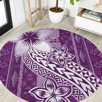 Tonga Kupesi Ngatu Round Carpet Vintage Purple Plumeria