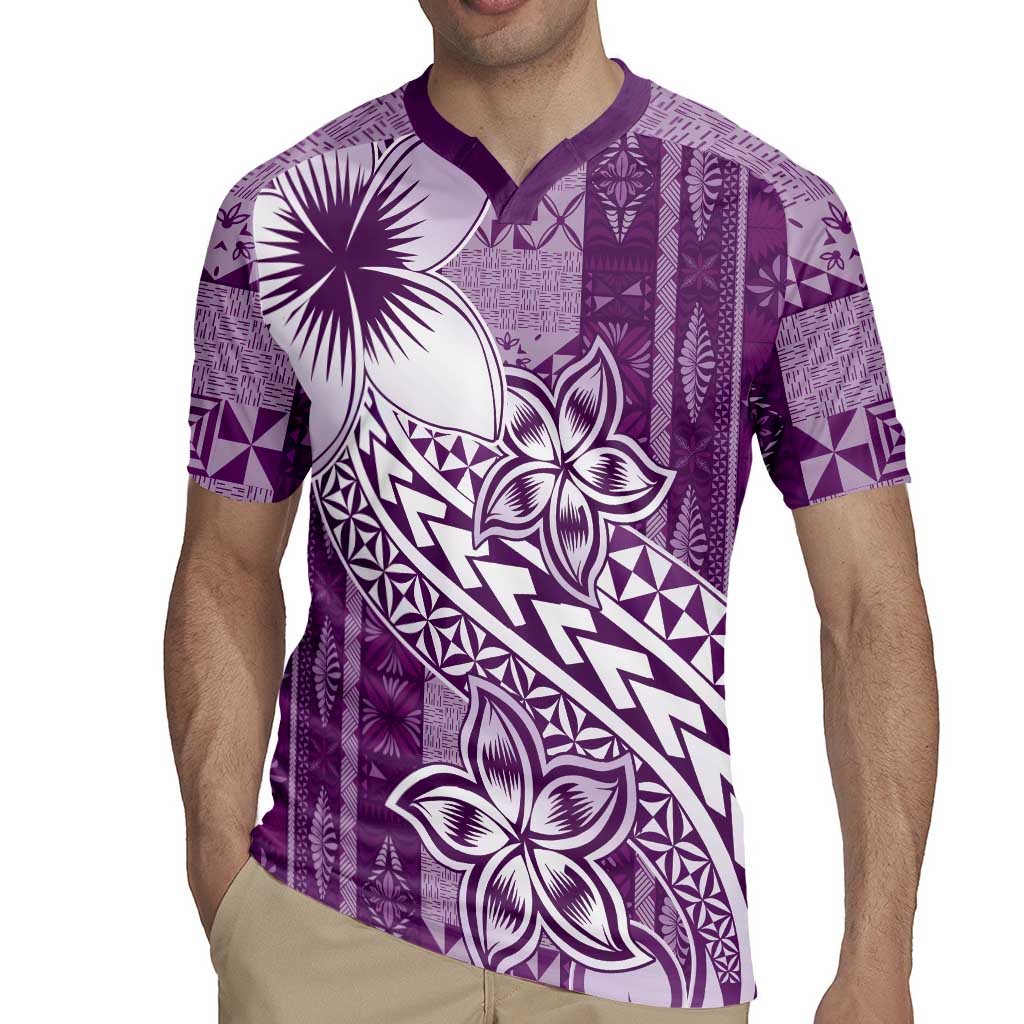 Tonga Kupesi Ngatu Rugby Jersey Vintage Purple Plumeria