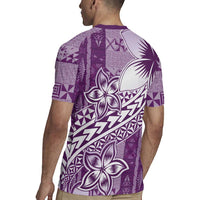 Tonga Kupesi Ngatu Rugby Jersey Vintage Purple Plumeria