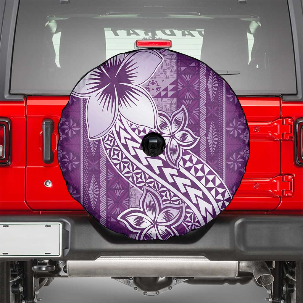 Tonga Kupesi Ngatu Spare Tire Cover Vintage Purple Plumeria