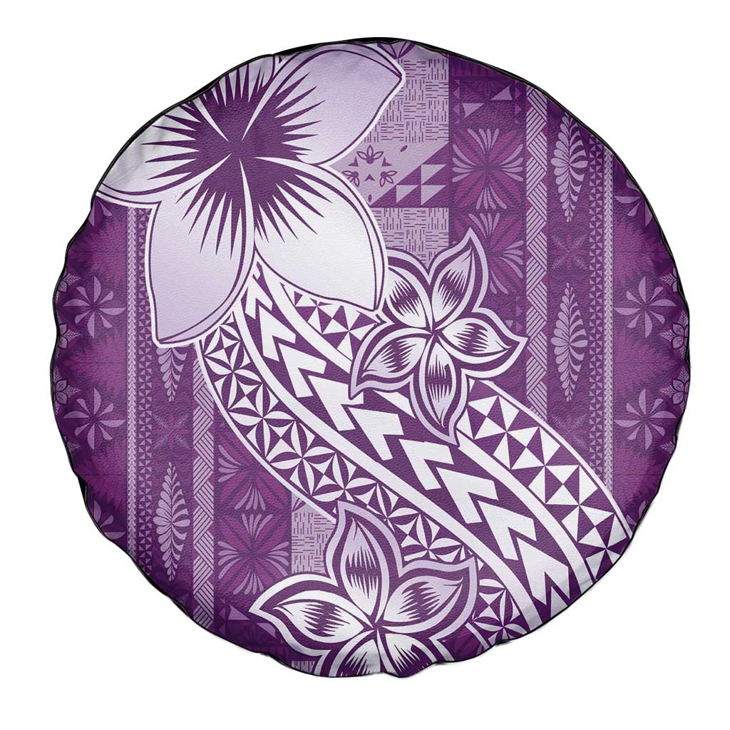 Tonga Kupesi Ngatu Spare Tire Cover Vintage Purple Plumeria