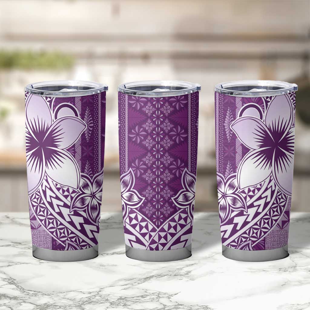 Tonga Kupesi Ngatu Tumbler Cup Vintage Purple Plumeria