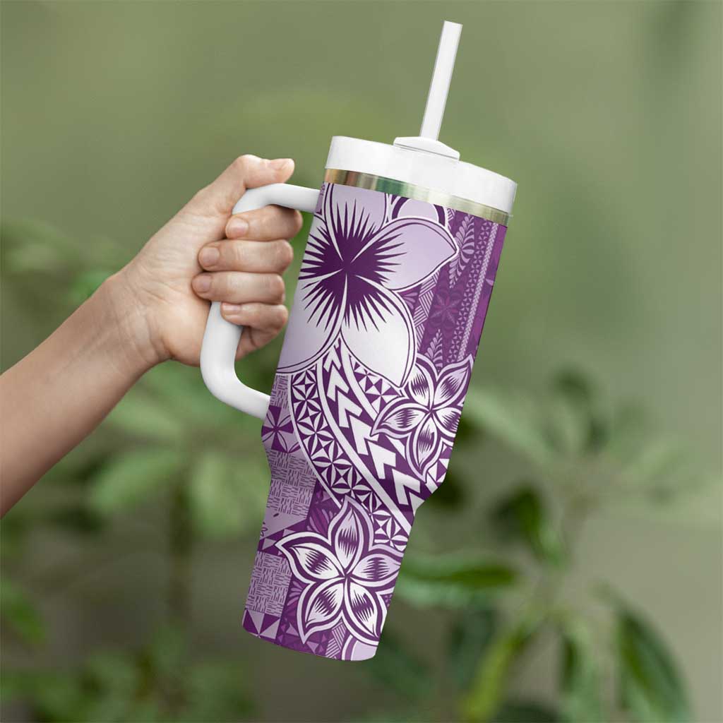 Tonga Kupesi Ngatu Tumbler With Handle Vintage Purple Plumeria