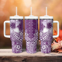 Tonga Kupesi Ngatu Tumbler With Handle Vintage Purple Plumeria
