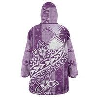 Tonga Kupesi Ngatu Wearable Blanket Hoodie Vintage Purple Plumeria