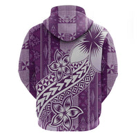 Tonga Kupesi Ngatu Zip Hoodie Vintage Purple Plumeria