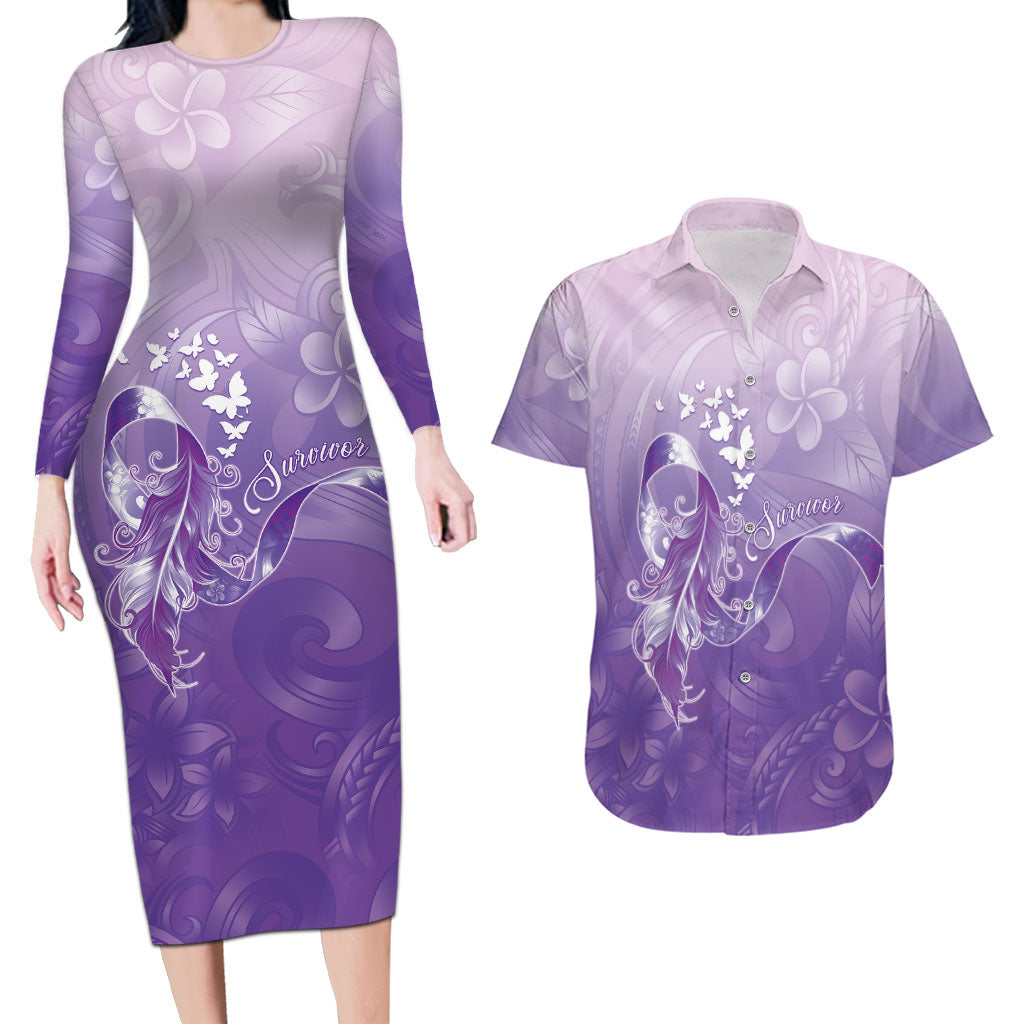 Lupus Awareness Month Couples Matching Long Sleeve Bodycon Dress and Hawaiian Shirt Polynesian Style