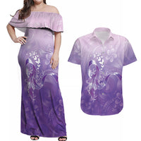 Lupus Awareness Month Couples Matching Off Shoulder Maxi Dress and Hawaiian Shirt Polynesian Style LT05 Lilac - Polynesian Pride