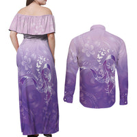 Lupus Awareness Month Couples Matching Off Shoulder Maxi Dress and Long Sleeve Button Shirt Polynesian Style