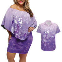 Lupus Awareness Month Couples Matching Off Shoulder Short Dress and Hawaiian Shirt Polynesian Style LT05 Lilac - Polynesian Pride