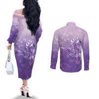 Lupus Awareness Month Couples Matching Off The Shoulder Long Sleeve Dress and Long Sleeve Button Shirt Polynesian Style LT05 - Polynesian Pride
